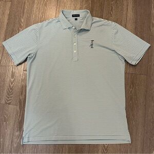 Peter Millar Polo Shirt Mens Extra Large White Blue Crown Crafted Golf Stretch
